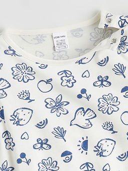 Bisiklet Yaka Bask?l? F?rf?rl? K?z Bebek Tulum