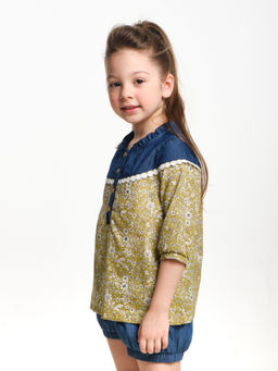 Рубашка для девочки UD 1850 хаки - Mini maxi фото 3