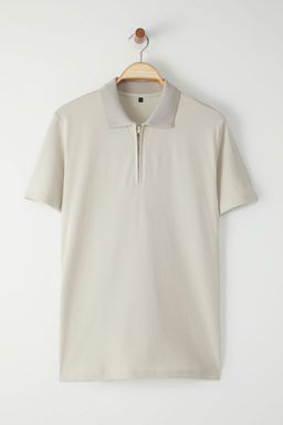 Lacivert Regular/Normal Kesim Fermuarl? %100 Pamuk Polo Yaka T-shirt - Trendyolmilla фото 9