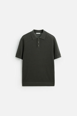 PERFORATED TEXTURED KNIT POLO SHIRT - Zara фото 6