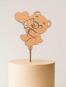 Топпер 5 шт "Мишка с сердцем" №49, персиковый, фанера (72*80*4 мм)