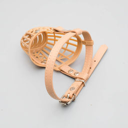 Намордник пластиковый №5 с ошейником из эко кожи ОМ 30 см ДН 11 см ОШ 47-62 см - Пижон фото 6