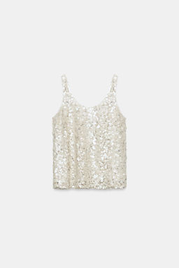TOP TIRANTES LENTEJUELAS / Beige claro - Zara фото 5
