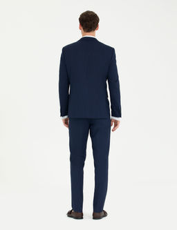 Lacivert Ekstra Slim Fit _izgili Tak_m Elbise