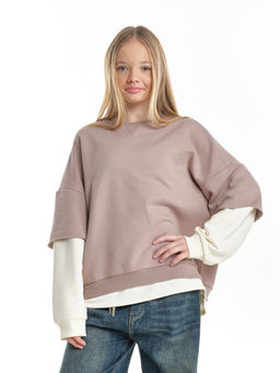 Толстовка для девочки 22-8047 бежевый - Mini maxi фото 2