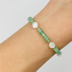 Браслет из зеленого Кварца и Селенита 19 см +