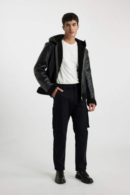 Широкая посадка по фигуре Широкая посадка с нормальной талией Широкие брюки-карго с карманами - Defacto фото 4