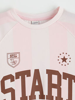 Bisiklet Yaka Bask?l? K?z ?ocuk Ti??rt