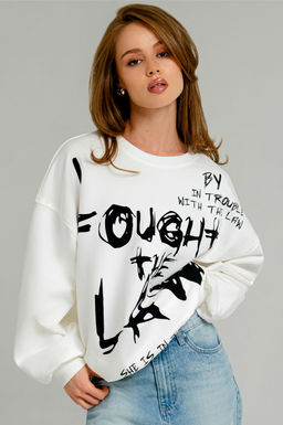 Арт. 15134 Свитшот женский оверсайз 46-52 (4 шт) Цвет:молочный