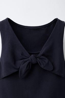 VESTIDO COMBINADO LAZO / Azul / Blanco