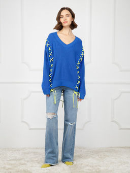 Пуловер женский ZZ-01005 l.blue/yellow