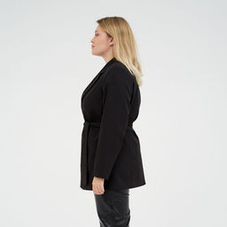 Пиджак женский с поясом MIST plus-size, размер 56, чёрный
