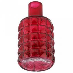 Ваза для цветов стеклянная "Альхес" 1,25л, д11,8см, h22,5см, форма "бутылка", малая, текстурная, "Скандик", вишневый (Россия)