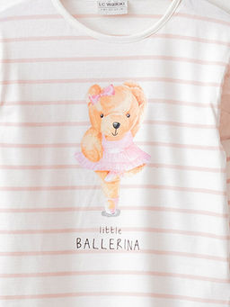 Bisiklet Yaka Bask?l? Uzun Kollu K?z ?ocuk Ti??rt - Waikiki фото 3