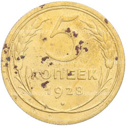 Монета 5 копеек 1928 года