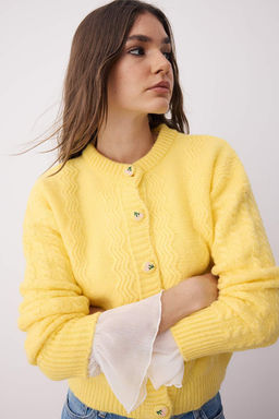 Sar? Yumusak Dokulu Dugme Detayl? Genis Kal?p Triko H?rka TWOAW26HI00153