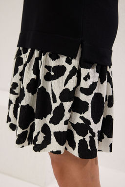 Siyah Animal Bask?l? Bisiklet Yaka K?sa Kol Mini Orme Elbise TWOSS25EL00692 - Trendyolmilla фото 3