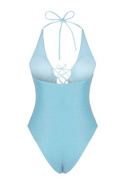 Mavi Derin Dekolteli Biyeli Simli Normal Paca Mayo TBESS23MA00324