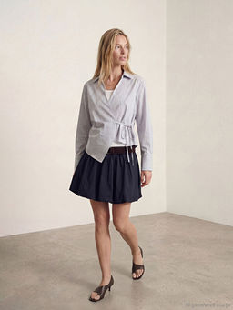 Kruvaze Yaka ?izgili Kad?n G?mlek