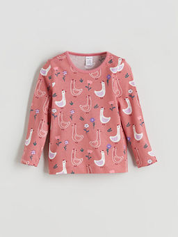 Bisiklet Yaka Bask?l? K?z Bebek Ti??rt