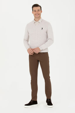 Свитер мужской U.S. Polo Assn каменный меланж хлопок  фото 11