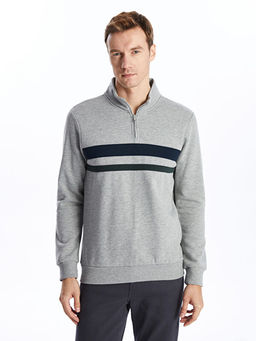 Dik Yaka Uzun Kollu Erkek Kal?n Sweatshirt