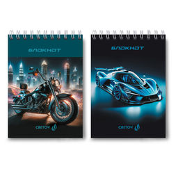 Б120 Светоч Блокнот на гребне A6 60 л. 4 шт. клетка Погнали! 01220