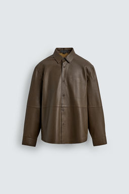 CAMISA PIEL BOLSILLO / Khaki - Zara фото 7
