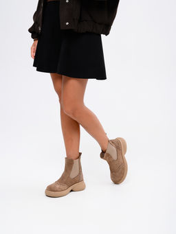 Челси 332.927ka.Серо-коричневая замша/байка