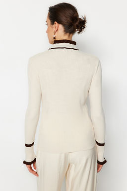 Tas Renk Bloklu Triko Kazak TWOAW22KZ1250 - Trendyolmilla фото 4