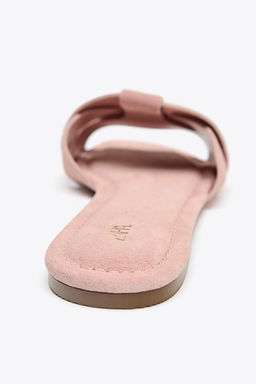 FLAT LEATHER CROSS-STRAP SANDALS - Zara фото 5