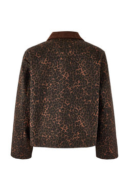 Cok Renkli-Kahverengi Kadife Yaka Detayl? Gabardin Leopar Desenli Ceket TWOSS26CE00014 - Trendyolmilla фото 4