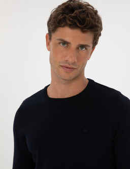 Lacivert Slim Fit Bisiklet Yaka Basic Triko Kazak - Pierre cardin фото 2