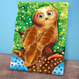 Цена за 2 шт. Аппликации перьями и стразами «Совёнок»