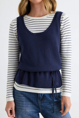 Lacivert Bisiklet Yaka Fitted Yumu_ak 2li Bluz-_st Triko Kazak TWOAW27KZ00210 - Trendyolmilla фото 3