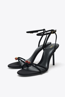 BEADED CROSSOVER STRAP SANDALS - Zara фото 13