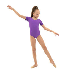 Купальник гимнастический Grace Dance, с коротким рукавом, р. 42, цвет фиолетовый  фото 4