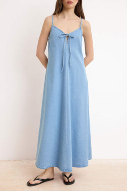 Mavi Tencel Kar?s?ml? Ask?l? Maxi Denim Elbise TWOSS26EL00557 - Trendyolmilla фото 3