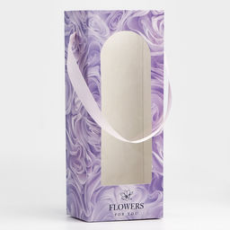Цена за 5 шт. Пакет-переноска для цветов с пластиковым окном, Flowers, сиреневая, 30 х 12 х 8 см - Дарите счастье фото 3
