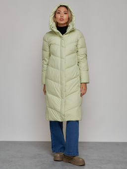 Пальто утепленное молодежное зимнее женское светло-зеленого цвета 52325ZS - Holdluck фото 6