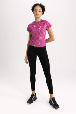 DeFactoFit Футболка с короткими рукавами и спортивным принтом с воротником узкого кроя  фото 2