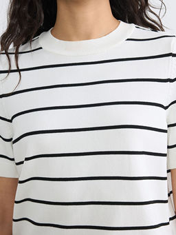 Bisiklet Yaka ?izgili Kad?n Triko Kazak