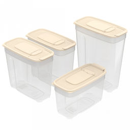 Контейнеров для сыпучих продуктов, набор 4 штуки: 1л, 1,4л 2шт, 1,8л, полипропилен, слоновая кость (Россия)