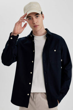 Regular Fit Tensel Basic Duz Uzun Kollu Gomlek - Defacto фото 2