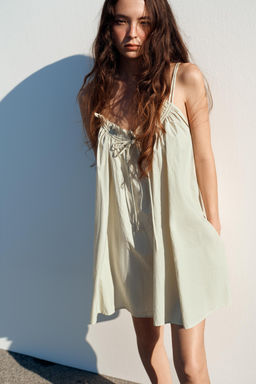 VESTIDO MINI POPEL?N TIRANTES / Verde claro - Zara фото 2