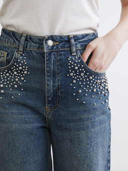 Ta?l? Barrel Fit Kad?n Jean Pantolon