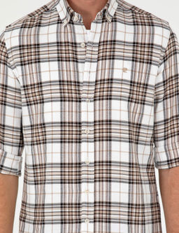 Kahverengi Ekose Slim Fit Uzun Kollu G_mlek