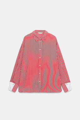 CAMISA RAYAS PU?O COMBINADO / Rojo / Blanco