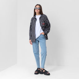 Джинсы женские мом MIST: Denim, размер (25) 40-42, голубые