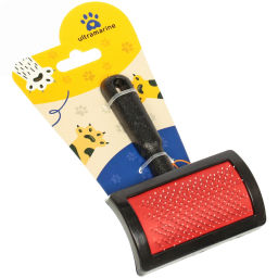 Цена за 6 шт. Расческа-пуходерка для кошек и собак "Пушок" 12см цвет черный на блистере